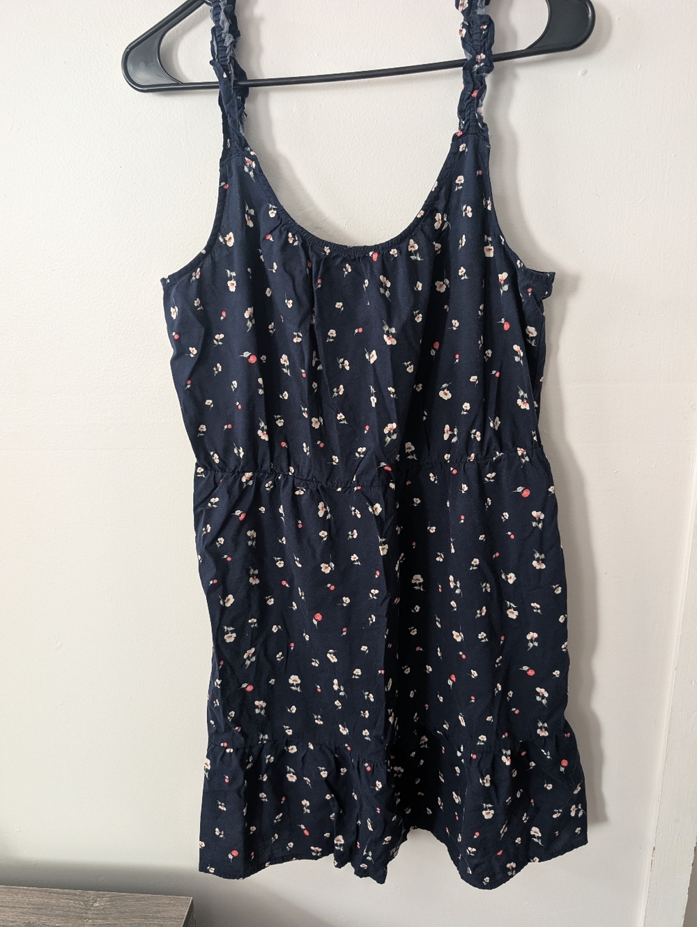 Banana Republic Navy‎ Blue Floral Cotton Cinched Sundress